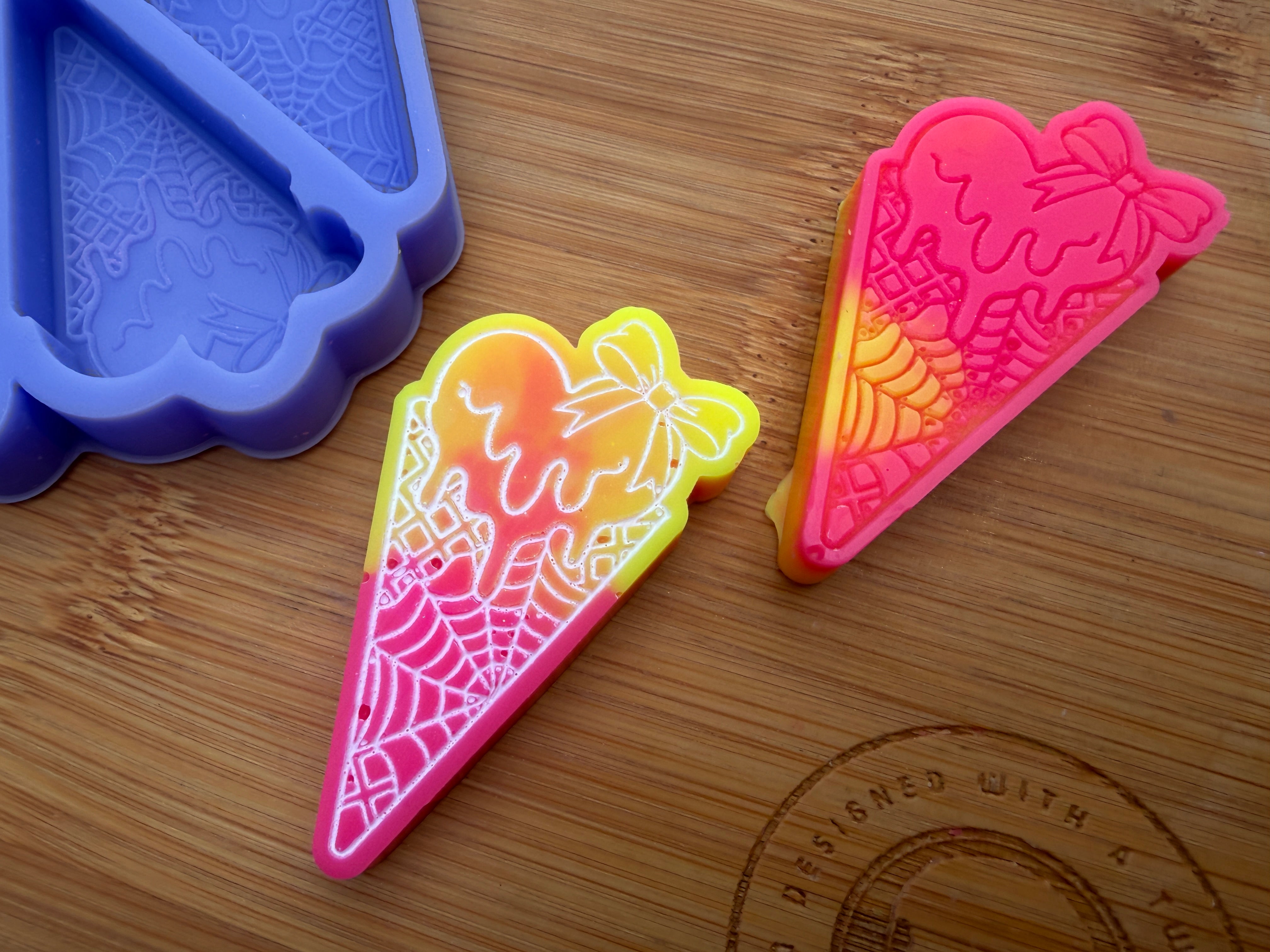 Melting Heart Ice Cream Cone Silicone Trio Mold