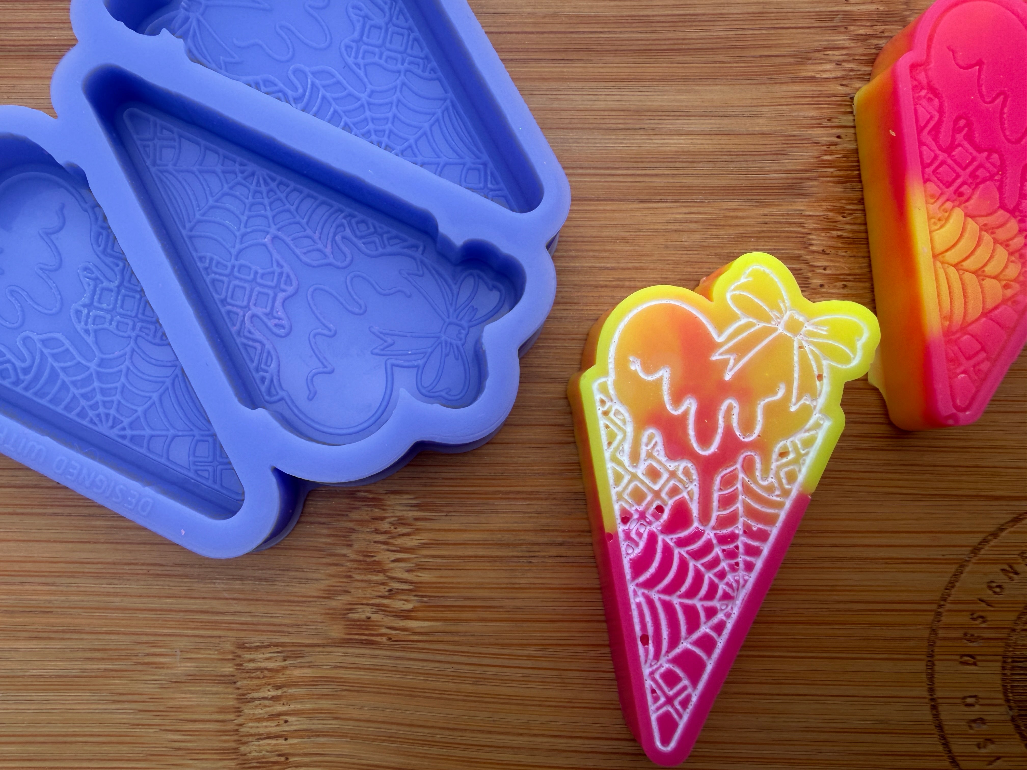 Melting Heart Ice Cream Cone Silicone Trio Mold