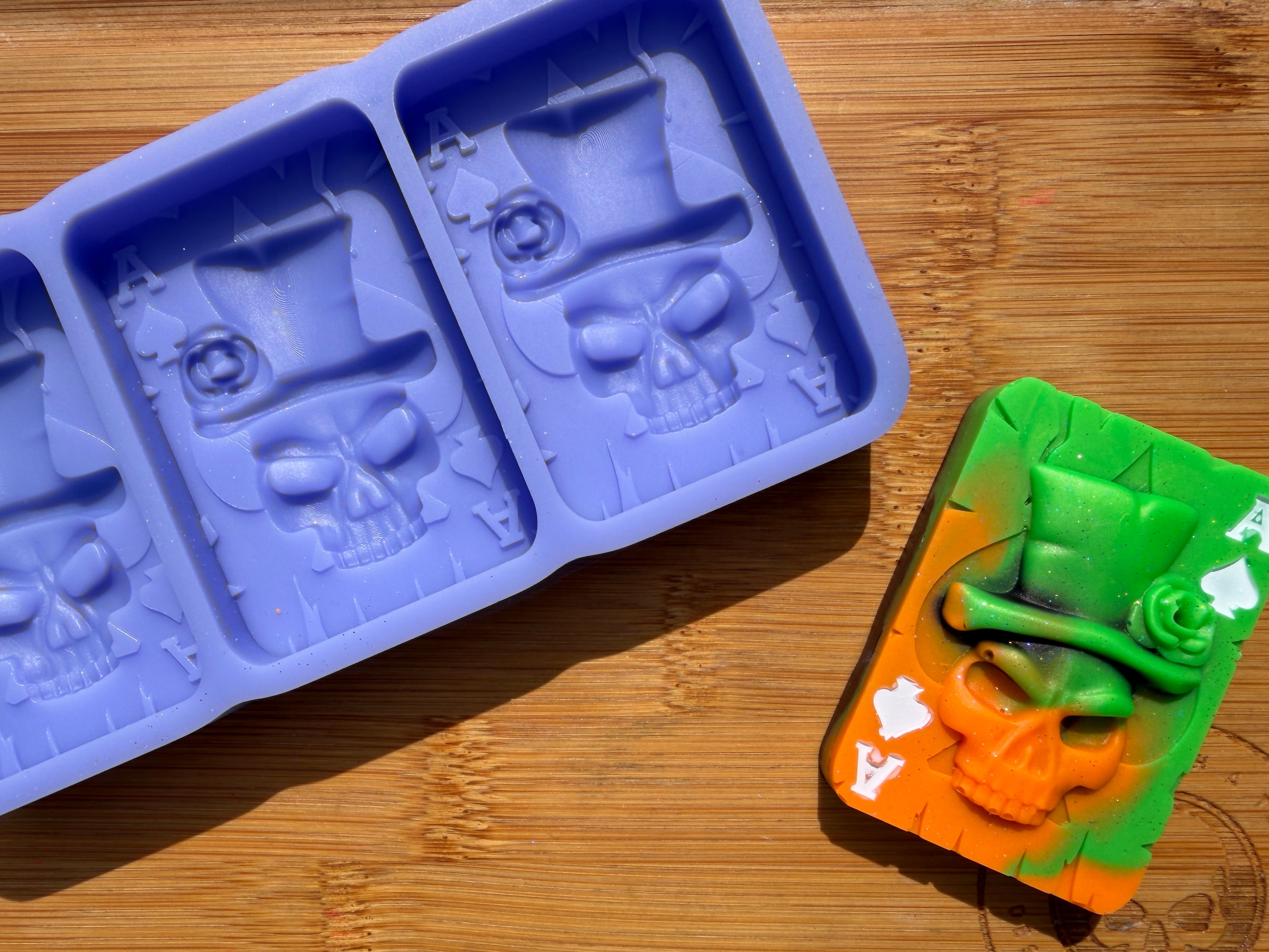 3d Skull Playing Card Silicone Mold - 3 Cavities