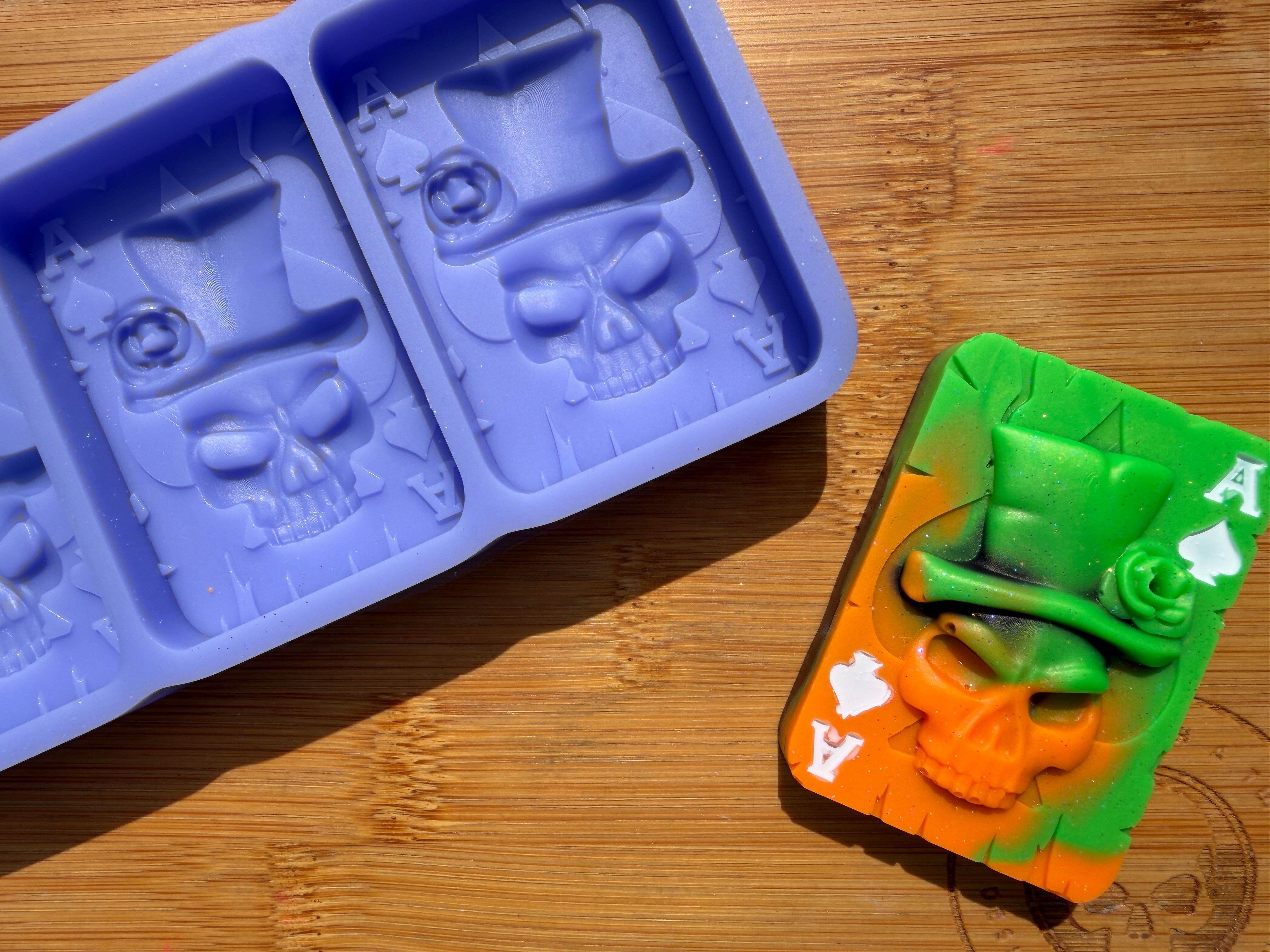 3d Skull Playing Card Silicone Mold - 3 Cavities