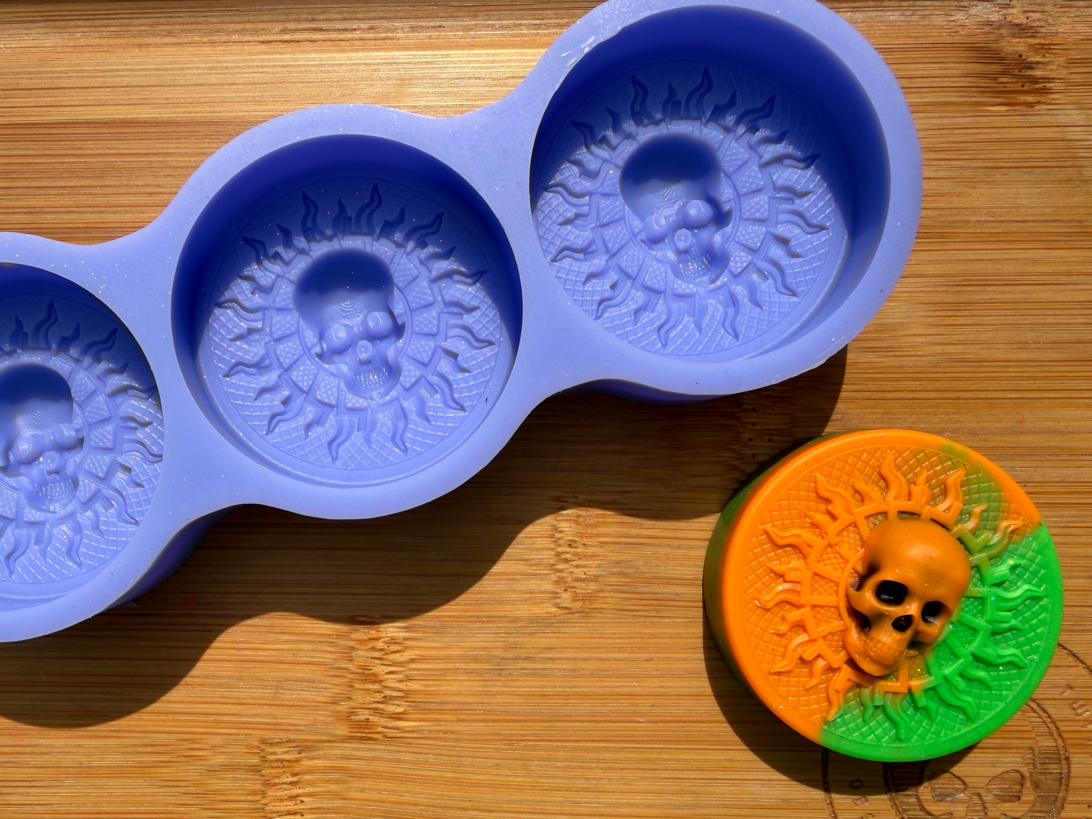 3d Skull Sun Silicone Mold - 3 Cavities