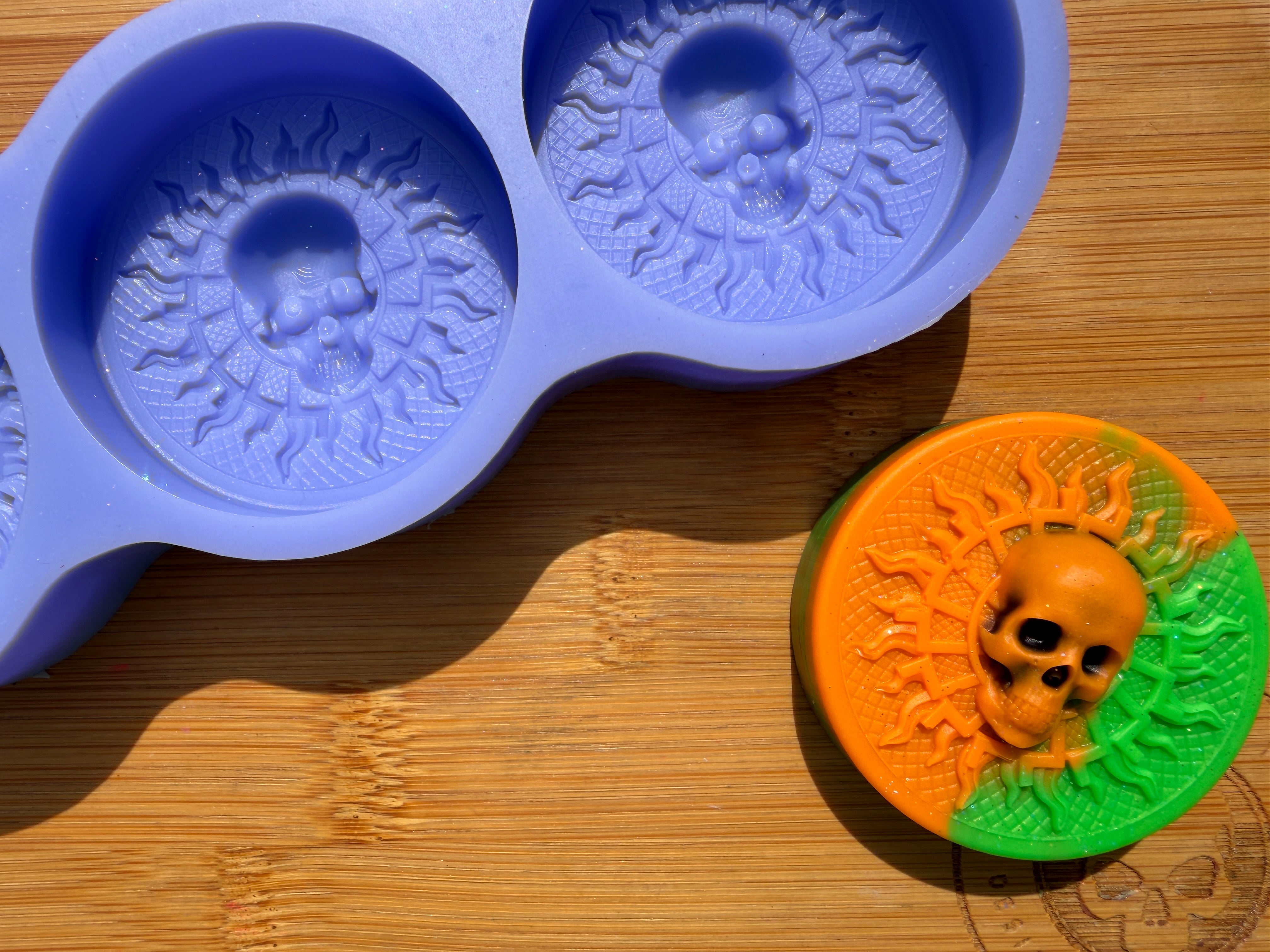 3d Skull Sun Silicone Mold - 3 Cavities