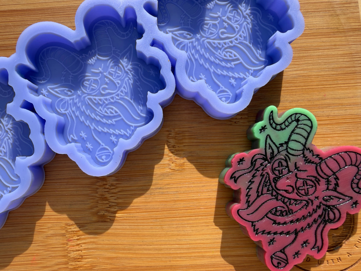 Krampus Face Silicone Mold - 3 Cavities