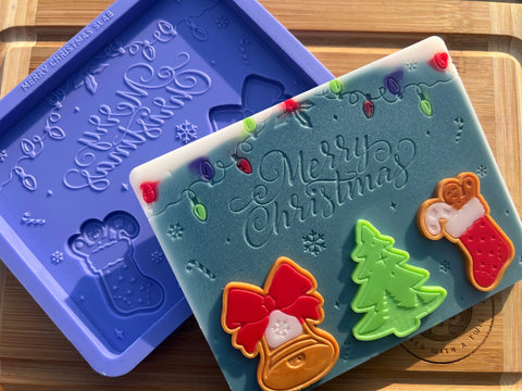 Merry Christmas Slab Silicone Mold - Designed with a Twist - Top quality silicone molds made in the UK.