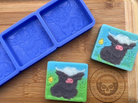 Cute Highland Cow Silicone Mold Square - Designed with a Twist - Top quality silicone molds made in the UK.