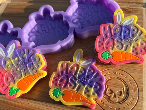 Happy Easter Wax Melt Silicone Mold - Designed with a Twist - Top quality silicone molds made in the UK.