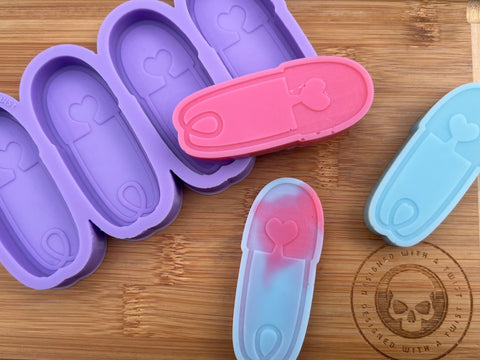 Nappy Pin Wax Melt Silicone Mold - Designed with a Twist - Top quality silicone molds made in the UK.