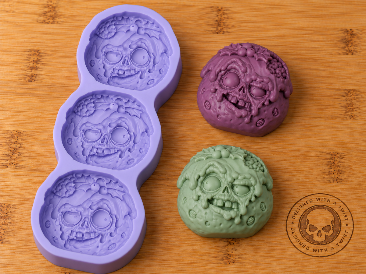 Zombie Christmas Pud Silicone Mold - 3 Cavities