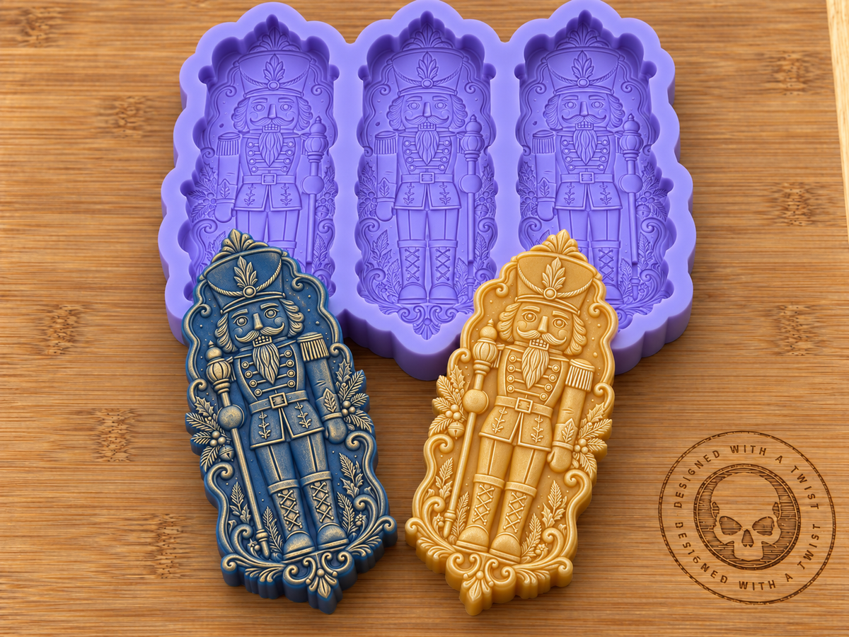 Nutcracker Bas-Relief Silicone Mold - 3 Cavities