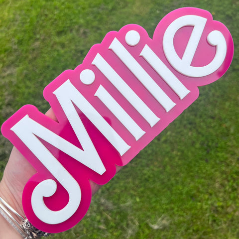 Pink and White Personalised Door Sign - Designed with a Twist - Top quality silicone molds made in the UK.