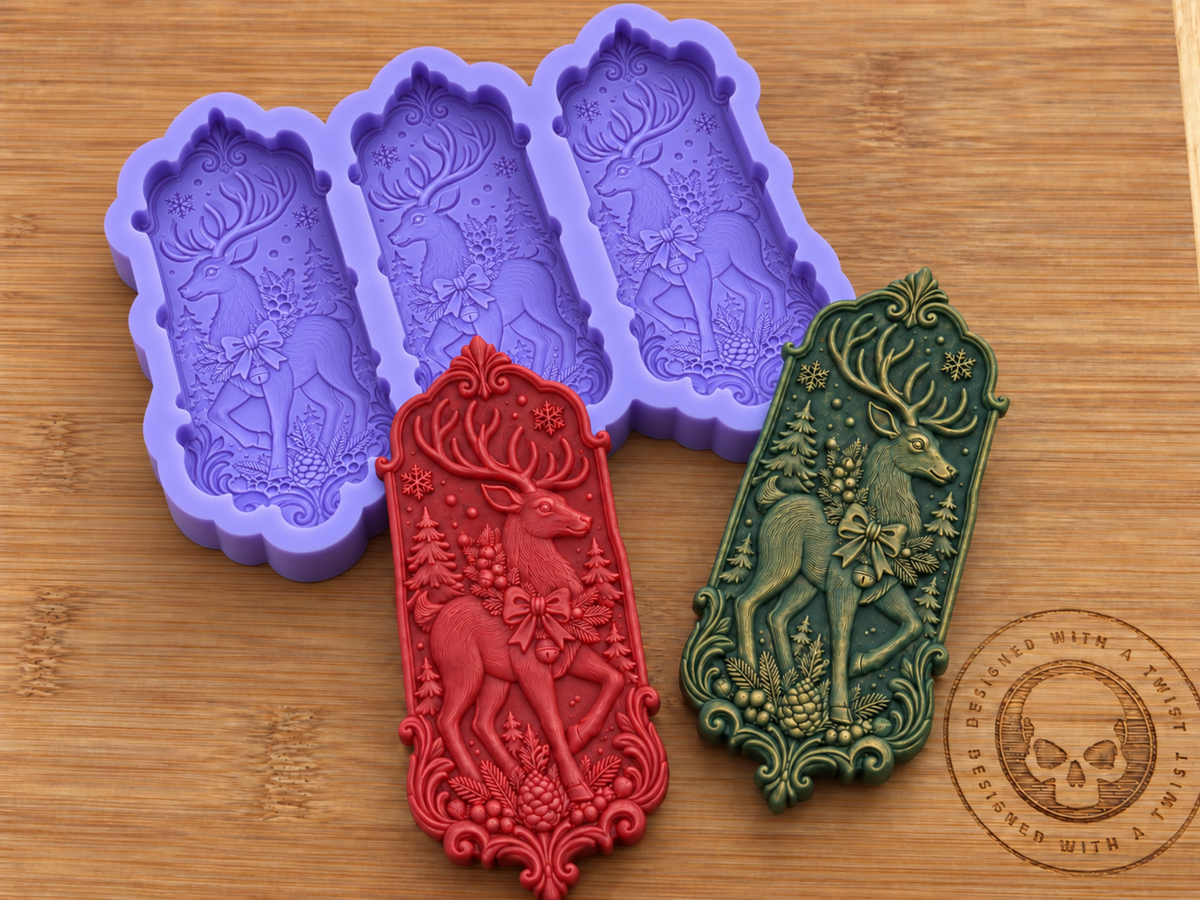 Reindeer Bas-Relief Silicone Mold - 3 Cavities