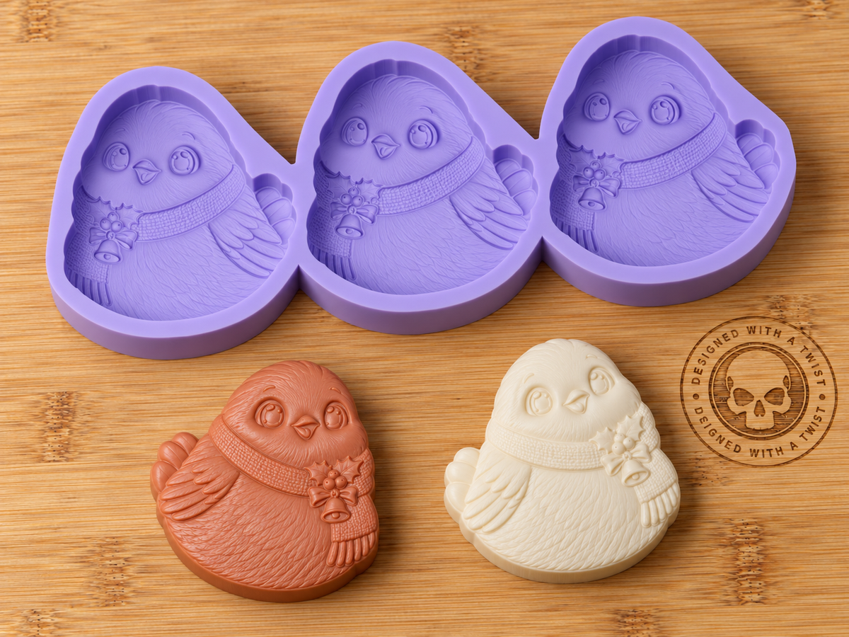 Robin Bas-Relief Silicone Mold - 3 Cavities