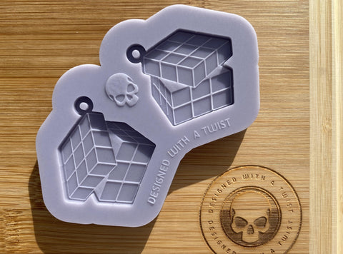 Rubiks Cube Earring Silicone Mold - Designed with a Twist  - Top quality silicone molds made in the UK.