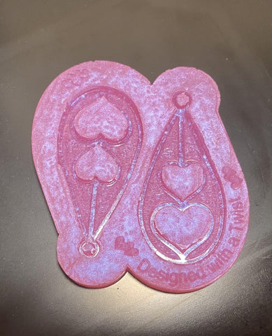 Heart Droplet Earring Silicone Mold - Designed with a Twist  - Top quality silicone molds made in the UK.
