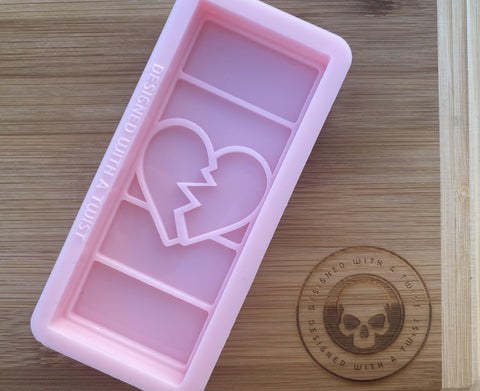Broken Heart Snapbar Silicone Mold - Designed with a Twist  - Top quality silicone molds made in the UK.