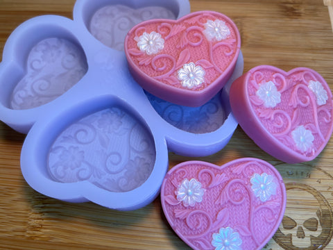 3d Flower Heart Silicone Mold - Designed with a Twist  - Top quality silicone molds made in the UK.