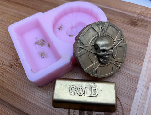 Pirate Coin and Gold Bar Wax Melt Silicone Mold - Designed with a Twist  - Top quality silicone molds made in the UK.